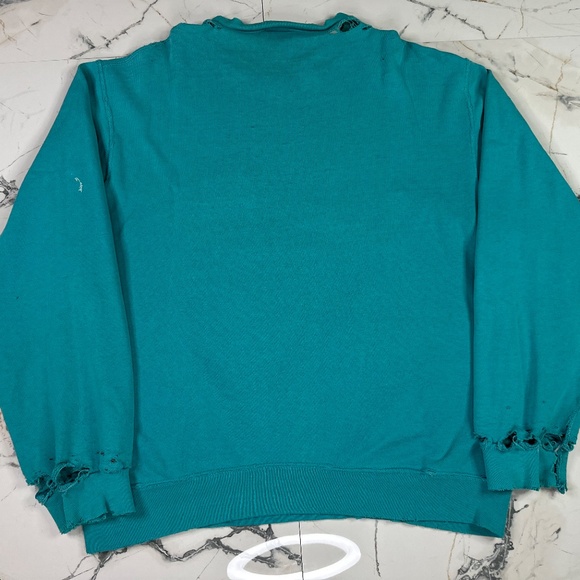VINTAGE 90s CHAMPION CREW NECK SWEATSHIRT SZ XL TEAL BLUE THRASHED/FADED - Picture 2 of 12